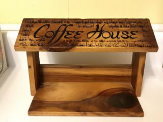 Vintage Coffee House Wood Wooden Wall Mug Cup Holder Shelf
