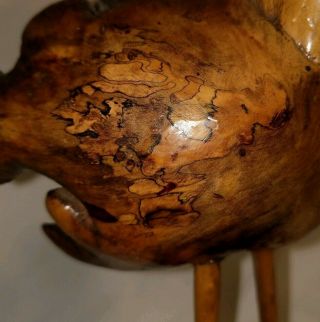 Vintage Folk Art Wooden Carving Bird Burl Wood Crane Heron Carved Sculpture 9 "