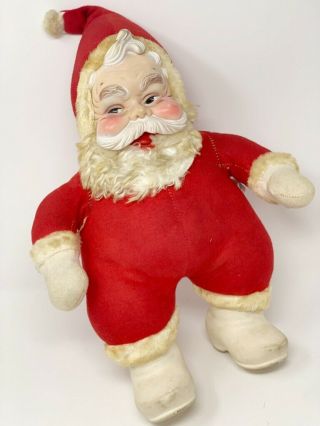 Vtg 1950s Rushton Rubber Faced Santa Claus Large Plush Stuffed Christmas Doll