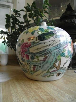 Stunning Chinese Porcelain Ginger Jar Lid Hand Painted Decoration No Mark