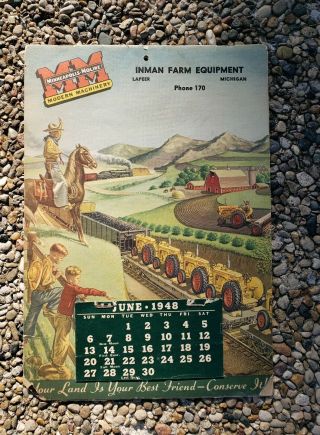 1948 Minneapolis Moline Inman Farm Equipment Calendar Lapeer Michigan Mi Tractor