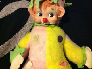Vintage Rushton Circus Clown Crown Rubber Face Doll Plush W/ Polka Dot 3