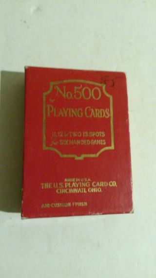 No 500 Playing Cards Red Box Us 11 12 13 Six Handed Game Vintage