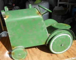Big Vintage Green Deere ? Folk Art Americana Metal Childs Toy Tractor