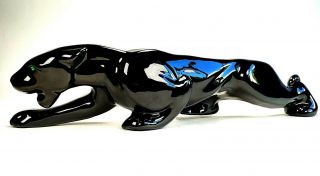 Vtg Black Panther 20 " Ceramic Sculpture Mid Century Modern Retro Green Eyes Euc