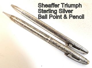 Sheaffer Triumph Sterling Silver Ball Point Pen And Mechanical Pencil,  All Work