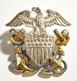 Wwii Us Navy Pin Amico Sterling Silver 1/20 10k Anchor 13 Star Shield Eagle