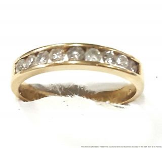 Vintage 14k Yellow Gold Channel Set Diamond Lady Wedding Band Ring Fine Jewelry