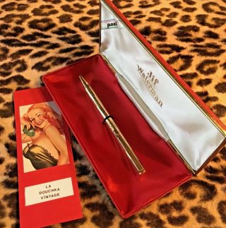 Waterman 1950s Gold Plated Ballpoint Pen Made In France In Vintage Box