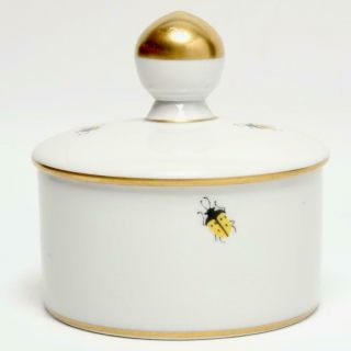 Vintage Limoges France Hand Painted Porcelain Trinket Box W/ Ladybugs & Gilt