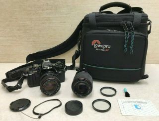 Vintage Minolta X - 700 35mm Slr Film Camera W/ 2 Lenses,  Lowepro Mini Mag Aw Bag