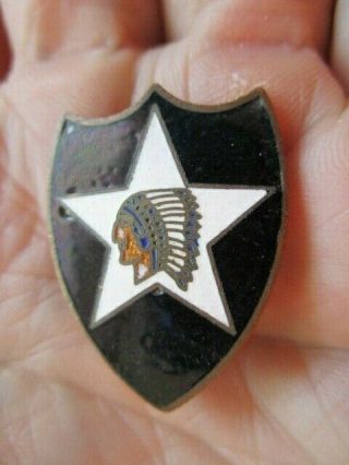 Wwii Us 2nd Infantry Division Pinback Di / Dui