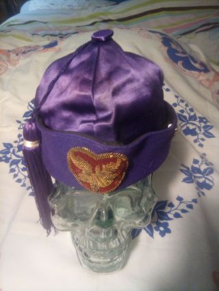 Vintage Purple Royal Order Of Moose Lodge Ceremonial Fez Hat Size 7&1/4