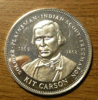 Kit Carson Freemason Medal,  Franklin 1968,  Sterling Silver