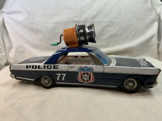 Vintage Tin P.  D Police Patrol Car W/siren 77 Friction Power Modern Toys