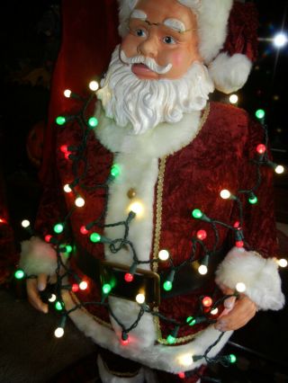 Life Size Animated 4 Foot Santa In Tangled Lights W/ Microphone Christmas (b4)