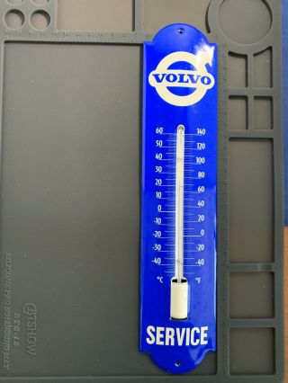 Retro Volvo Service Enamel Metal Garage Home Shop Wall Thermometer Sign