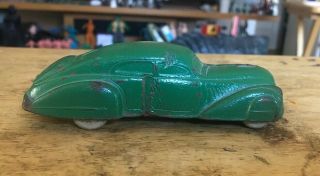 Vintage Sun Rubber Co Streamlined 1940s Sedan Toy Car Split Window Green 40s 5”