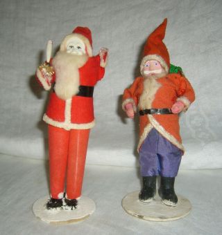 Occupied Japan Paperboard Composition Clay 6.  5 " Santa Claus Decorations
