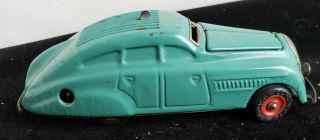 Schuco Turquoise Kommando Anno 2000,  Germany 5 1/2 Inch Wind Up Toy Car