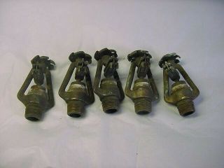 5 Vintage Brass Fire Sprinkler Heads With Porcelain - 165 Degrees Dated 1914 - 15