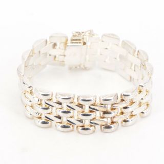 Sterling Silver - Italy 21mm Panther Chain Link 7.  25 " Bracelet - 47g