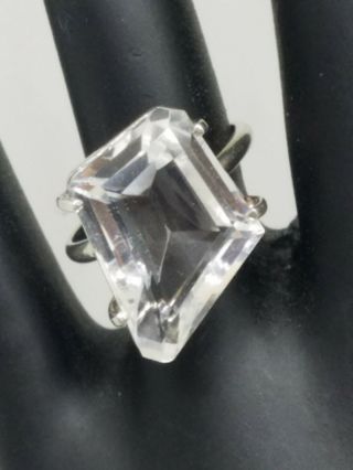 Sterling Silver Clear Rock Crystal? Quartz ? Sterling Silver Ring Size 6.  5