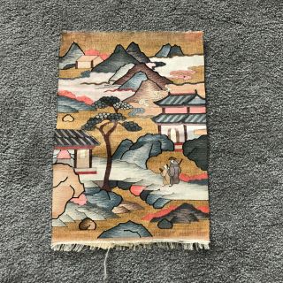 Old Chinese Kesi Silk And Gold Metallic Thread Panel