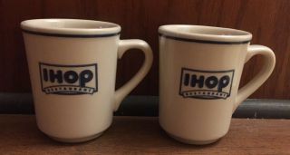 Vintage Ihop Restaurant Ceramic Coffee Cup Mug Pancakes Set Of 2