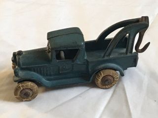 Antique Arcade Hubley Cast Iron Tow Truck Wrecker Rare Blue Paint 697