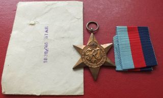 Uk British Wwii 1939 - 1945 Star,  Stamped Paper Bag Medal Order