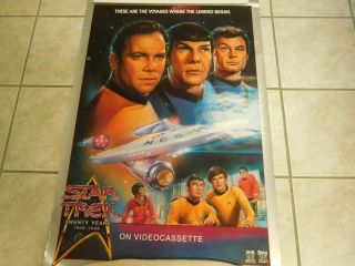 Vintage Star Trek Tos Video Poster Vhs Beta 27 " X 40 " Rare Store Promo