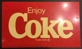 Vintage,  Coca Cola,  Enjoy Coke,  Plastic Sign,  17 " X 10,  Trademark,  Vg