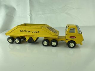 Vintage Yellow Tonka Pressed Steel Bottom Dump Trailer And Truck
