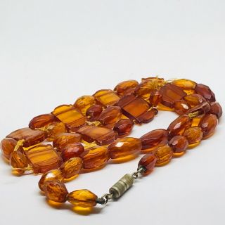 Antique Art Deco Natural Faceted Amber Necklace