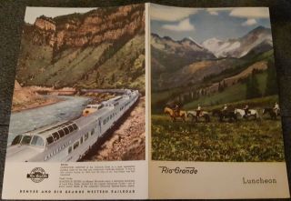 Vintage June 25 1952 Denver And Rio Grande Western Railroad Luncheon Menu