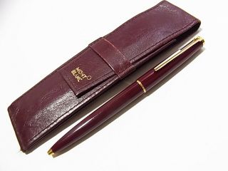 Vintage Montblanc Bordeaux Gold Ballpoint Pen With Leather Case