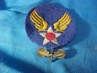 Orig Wwii Us Army Air Force Sterling Wings Pin,  Patch