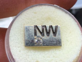 Norfolk And Western Railroad 10k Gold Large Diamond Service Award Pin.