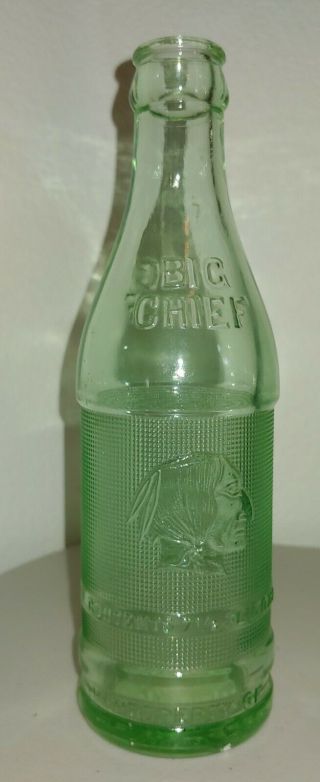 Vintage Green Embossed Big Chief Coca - Cola Soda Bottle Independence,  Kansas