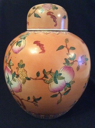Decorative Very Very Large Chinese Floral Porcelain Lidded Ginger Jar Vase