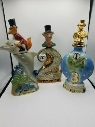 Set Of 3 - Jim Beam Bottle Club & Convention Fox Decanters
