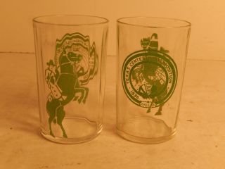 Vintage Pair Texas Centennial Exposition 1936 Dallas Souvenir Juice Glass