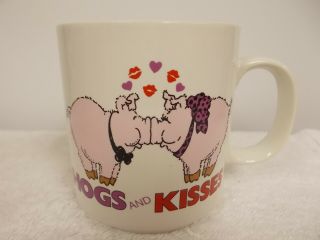 Vintage Russ Berrie Hogs & Kisses Valentines Day Ceramic Coffee Cup Mug
