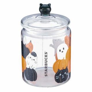 2019 Starbucks Taiwan Halloween Peek - A - Boo Black Cat Glass Jar Canister 735ml Sg