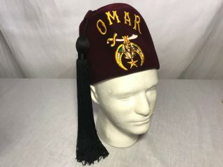 D.  Turin Shriners Masonic Fez Omar Shriner Headgear Hat - Size 7 1/8