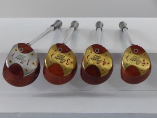 Vntg Refinished Fancy Face Burke Tommy Armour 1,  3,  4,  5 Woods Golf Clubs - 1970s