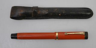 Parker Duofold Special Lucky Curve Vintage Fountain Pen Big Red 5 3/8 Inch.