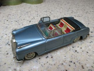 Vintage Bandai Friction Powered Tin Car Mercedes Benz 2/9 Convertible 1950 