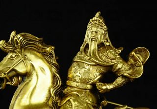 chinese folk myth brass Soldier General guan gong guan yu ride horse statue e02 2